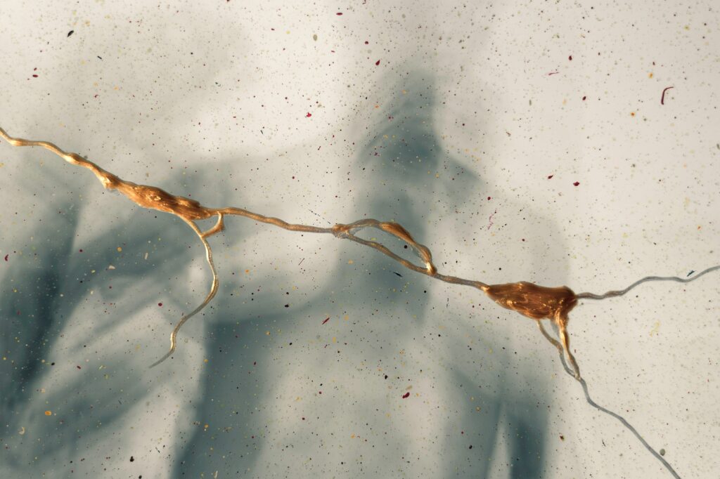 Stunning Cracked Glass Abstract Wallpaper with Golden Accents