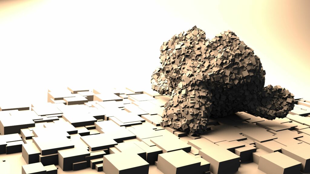Abstract Cubical Sculpture Wallpaper - Soft Yellowish Landscape