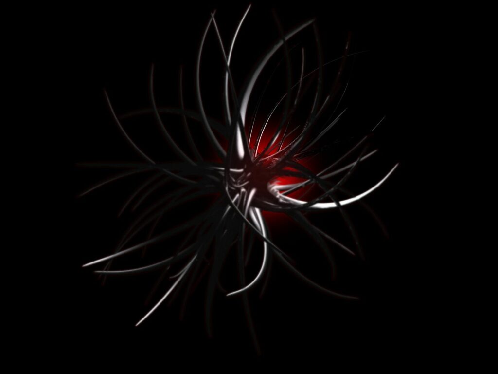 Dark Abstract Wallpaper with Metallic Lines and Red Center Design