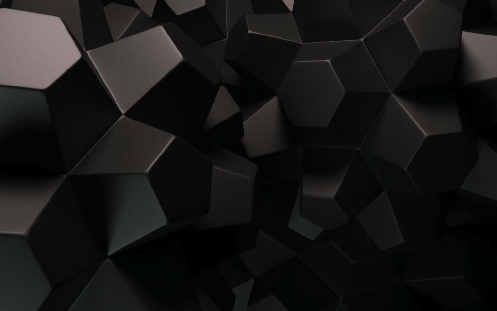 Shadowed Black Cubes: 3D Geometric Shapes in a Dark Digital Background Wallpaper