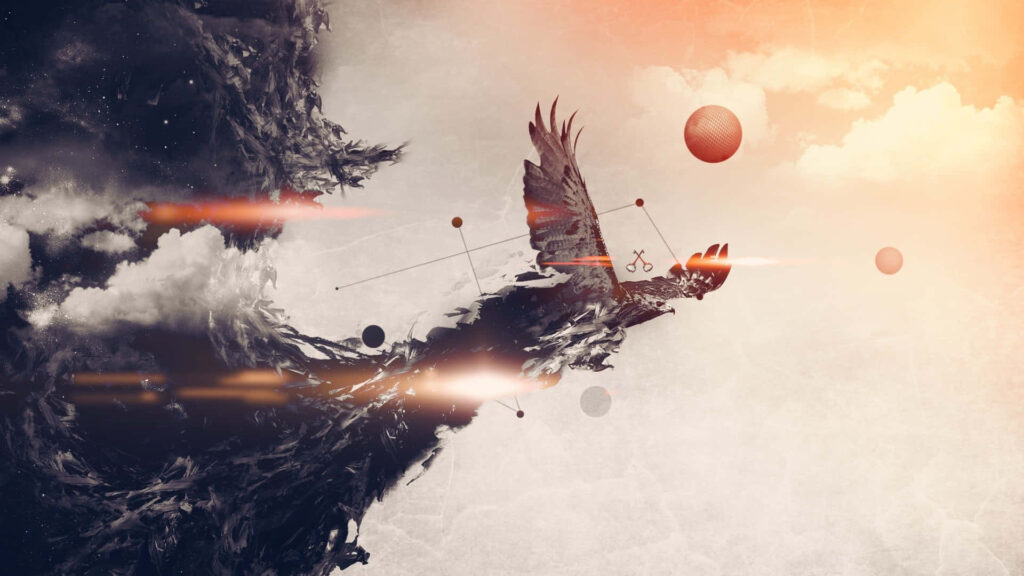 Abstract Eagle in Flight: Surreal Geometric Wallpaper Background
