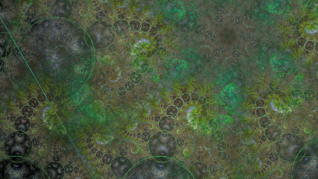 Intricate Abstract Wallpaper: Earthy Green & Grey Circle Design