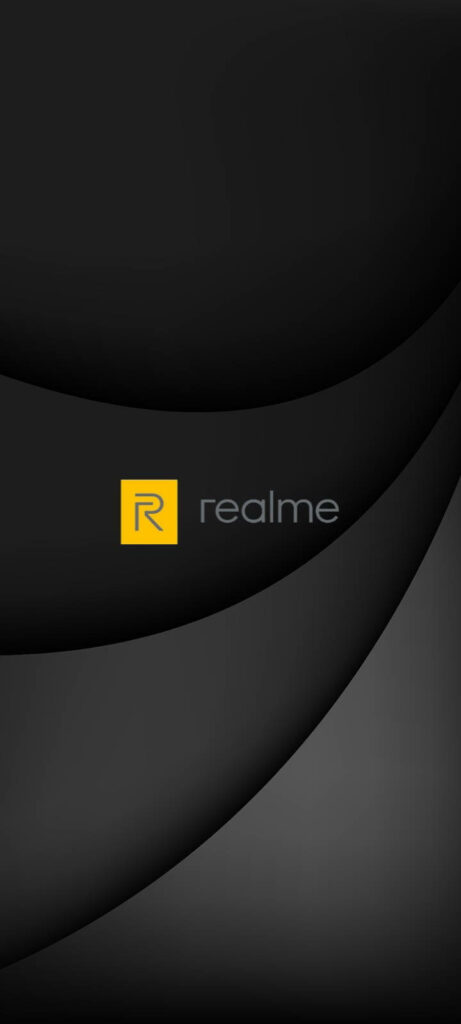 Shadowed Elegance: Realme's Modern Logo Takes Center Stage in Dark Abstract Wallpaper