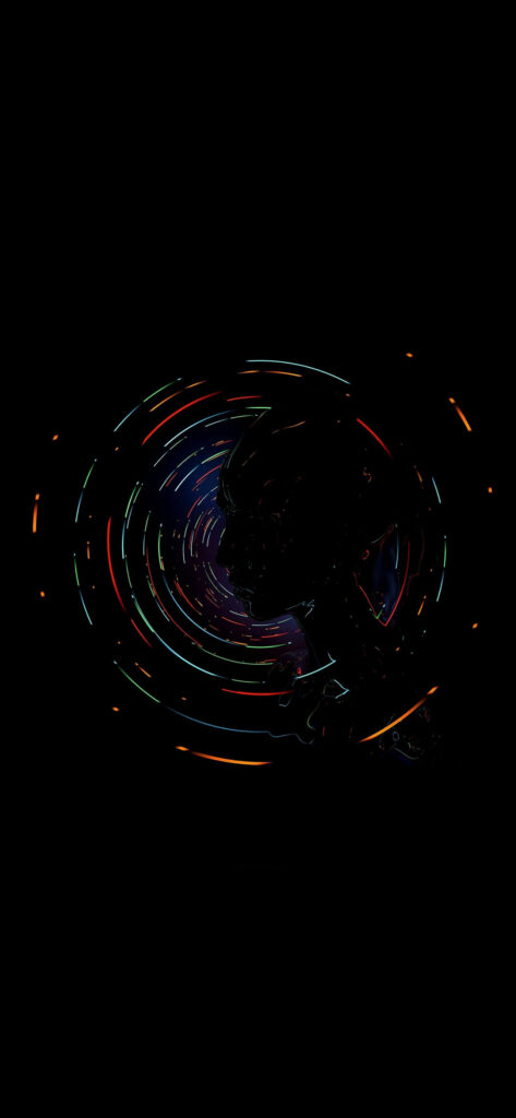 Vibrant Abstract Face Silhouette Wallpaper on Black AMOLED Background