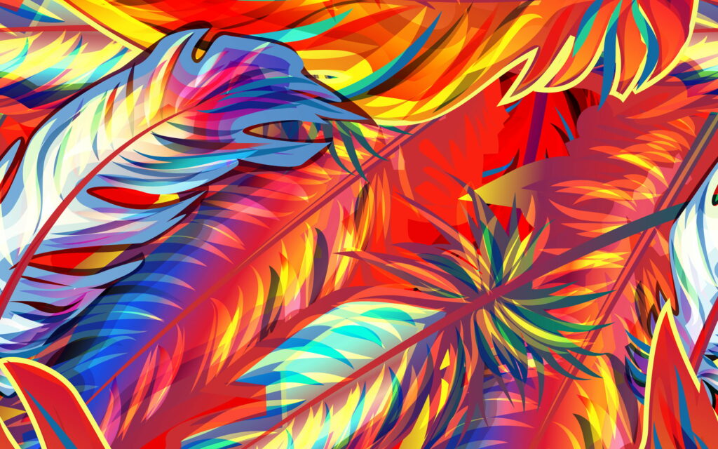 Vibrant Plumage: A Kaleidoscope of Feathers Unleashed - QHD Wallpaper