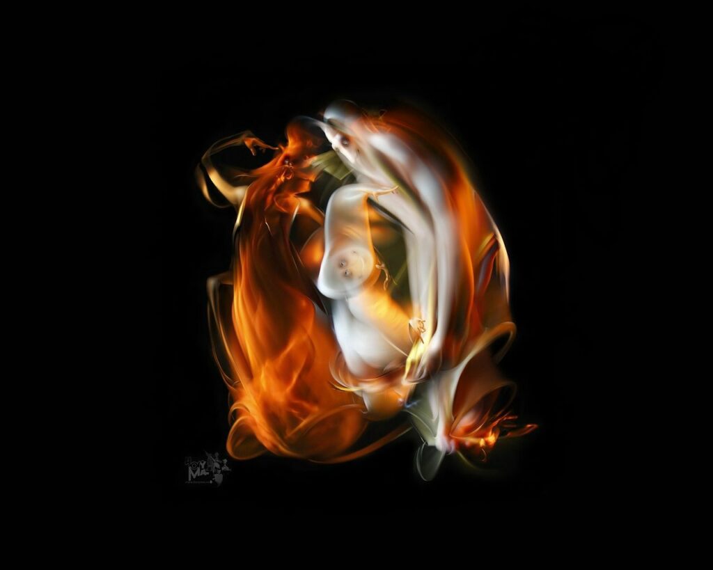 Abstract Fire and Light Wallpaper: Dynamic Dark Background Art