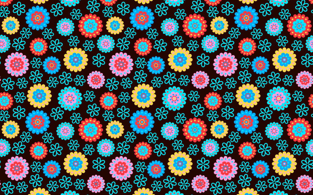 Blooming Kaleidoscope: A Vibrant Fusion of Abstract Floral Patterns in a Colorful Garden Wallpaper