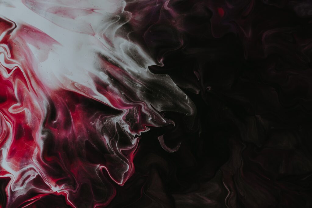 Abstract Fluid Wallpaper: Swirling Red, Black & White Background