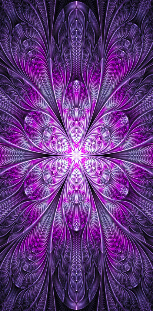 Purple Haze: A Stylish HD Phone Wallpaper Featuring Abstract Fractal Pattern and Digital Art