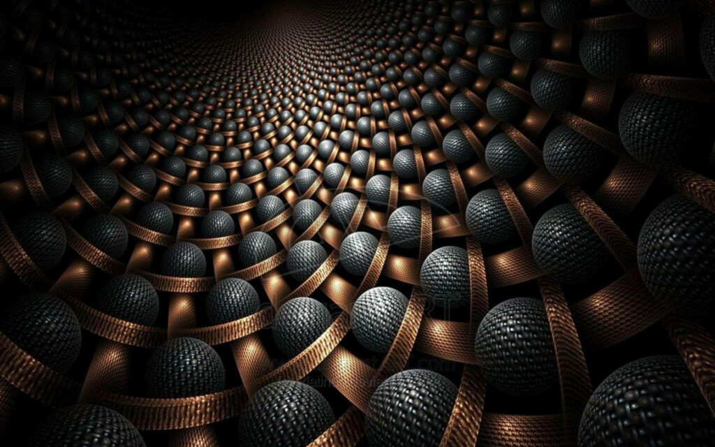Fascinating 3D Metallic Cluster on Textured Bronze Background: A Captivating Fractal Design Wallpaper