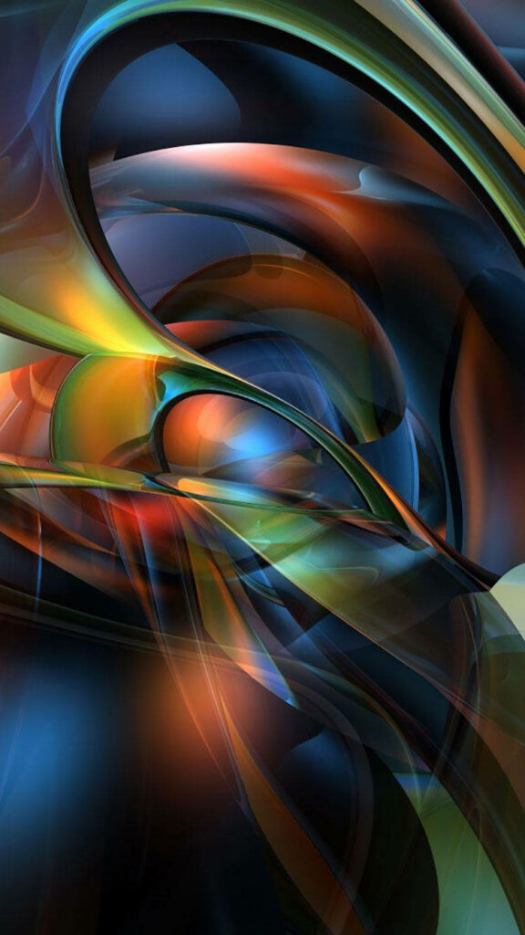 Vibrant Metallic Abstraction: Immersive 3D iPhone Background Wallpaper