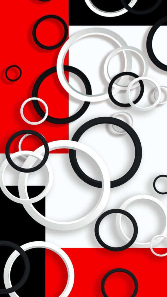 Abstract Geometric Wallpaper: Red, White & Black Design