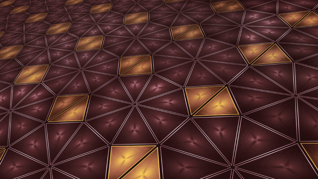 Interconnected Rhombus Abstract Wallpaper in Brown & Gold Tones