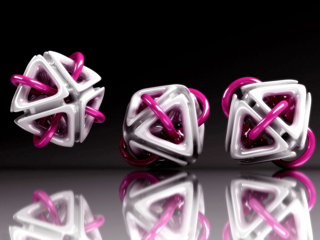 Glossy Pink & White Abstract Geometric Wallpaper - Modern Background