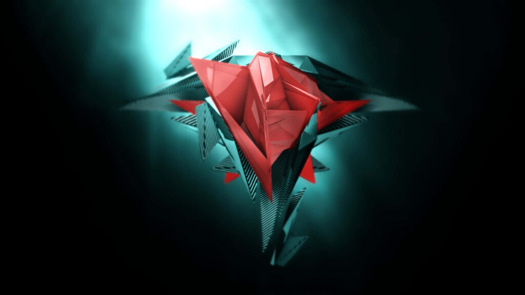 Minimalist Abstract Geometric Wallpaper: Red & Green Shapes