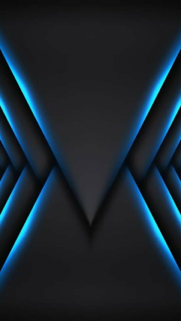Abstract Geometric Lines in Material Design 3D: An Amoled Blue Black HD Phone Wallpaper