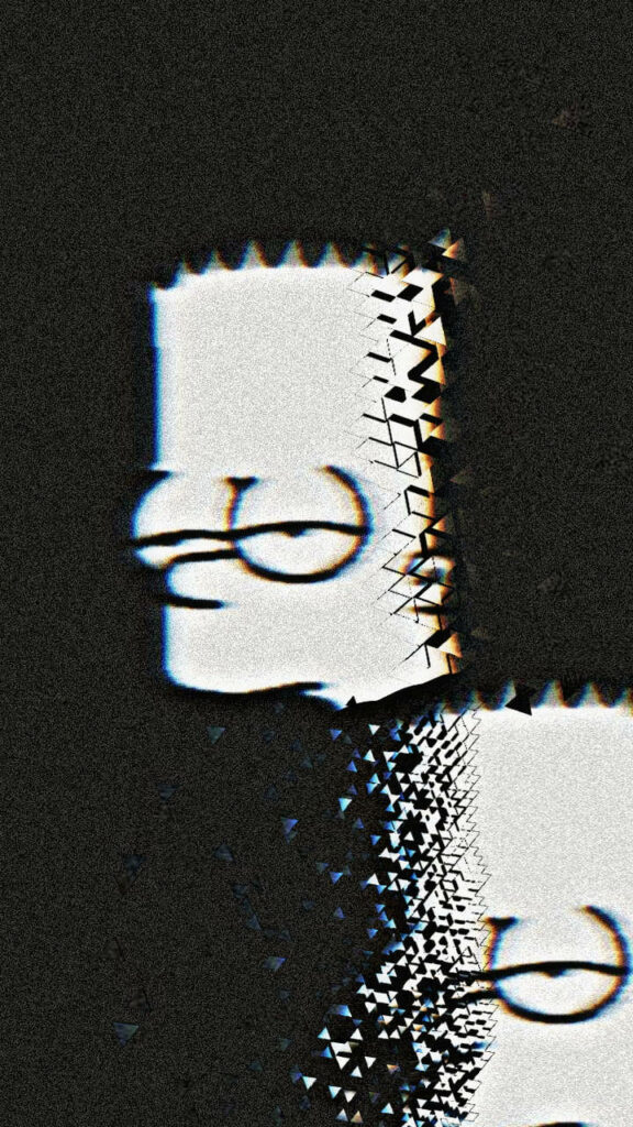 Abstract Glitch Art of Bart Simpson – Surreal Fragmented Wallpaper