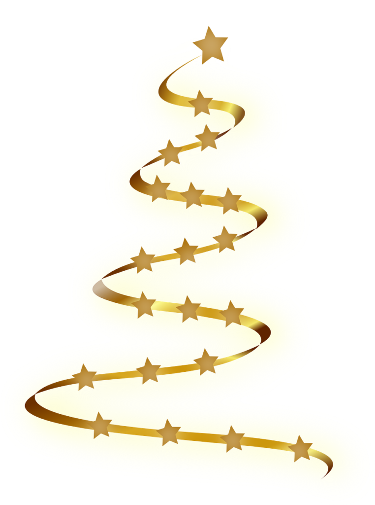 Abstract Golden Christmas Tree Wallpaper with Stars - Festive Background