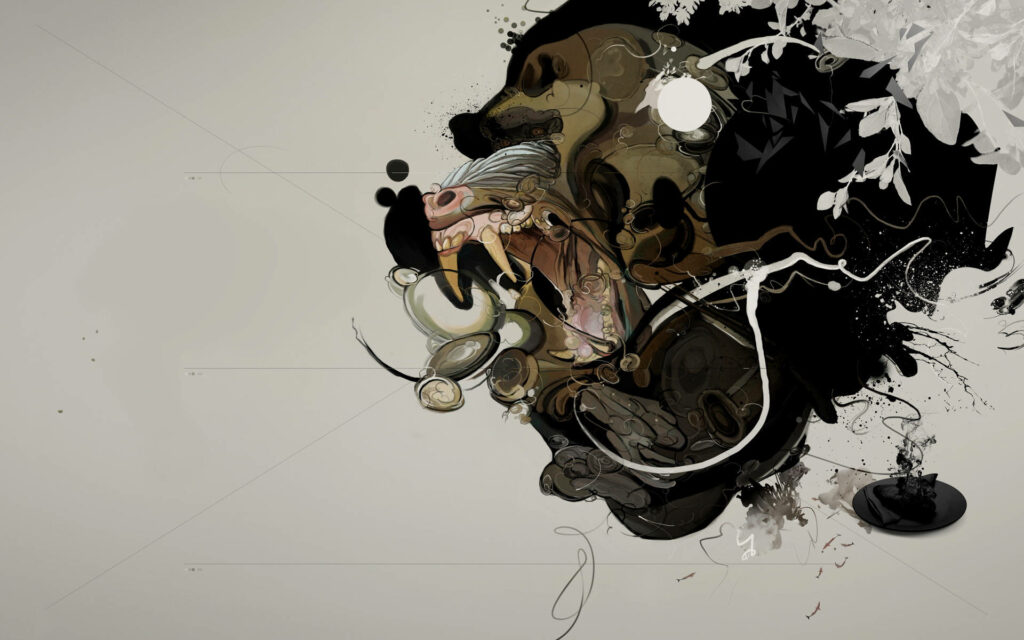 Abstract Gorilla Art Wallpaper: Dynamic Swirling Lines & Shapes