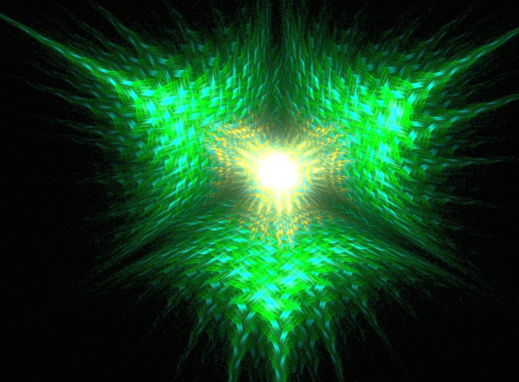 Dynamic Green Abstract Wallpaper with Bright Light Burst - 2609x1920