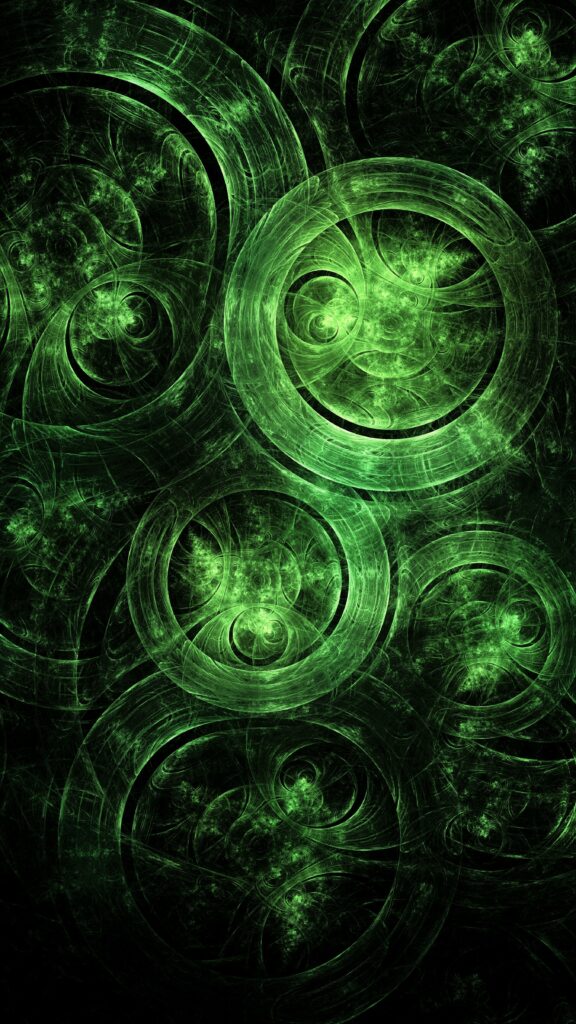 Abstract Green Circles Wallpaper - Intricate Design on Dark Background