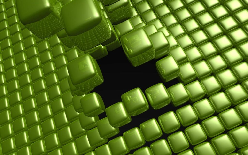 Glossy Green Cube Wallpaper with Dark Hole - 1920x1200 Background