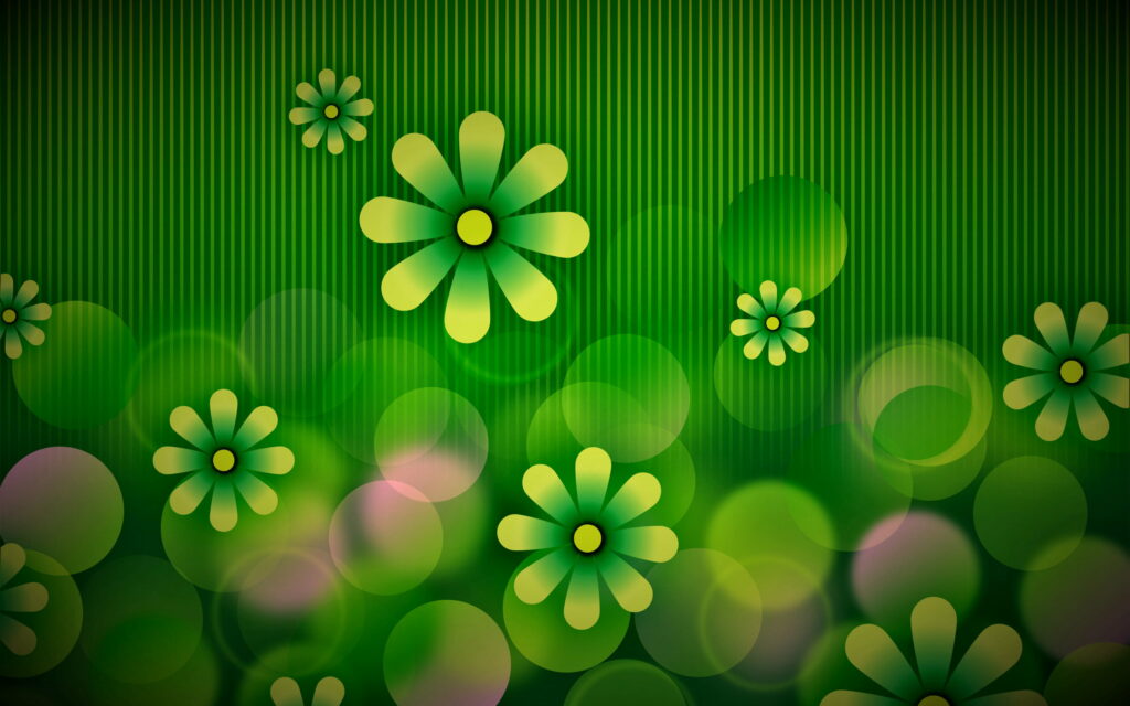 Gradient Blooms: A Harmonious Fusion of Abstract Green Floral Art Wallpaper