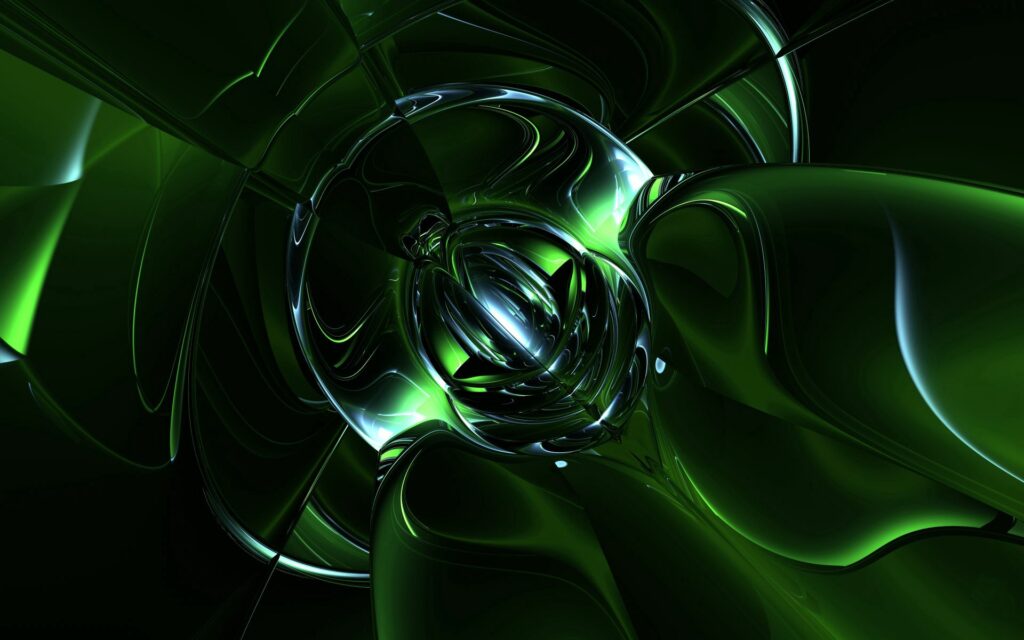 Abstract Green Wallpaper: Fluid Shapes & Depth in 1920x1200