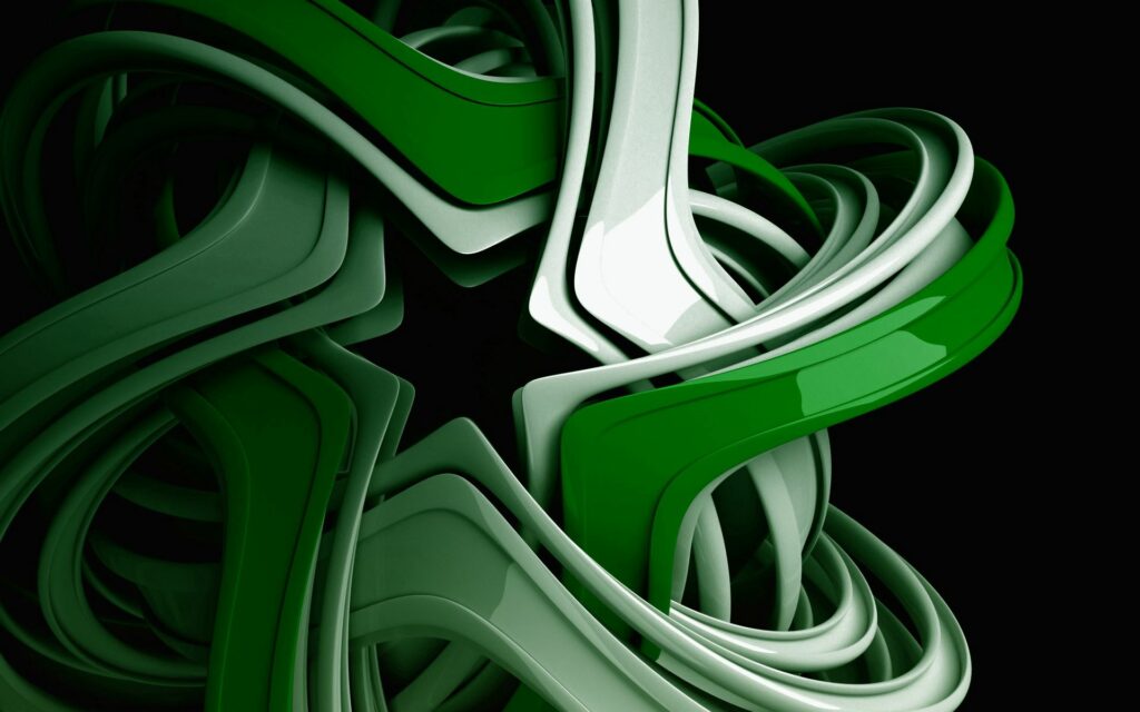 Abstract Green Shape Wallpaper: Modern Design on Dark Background