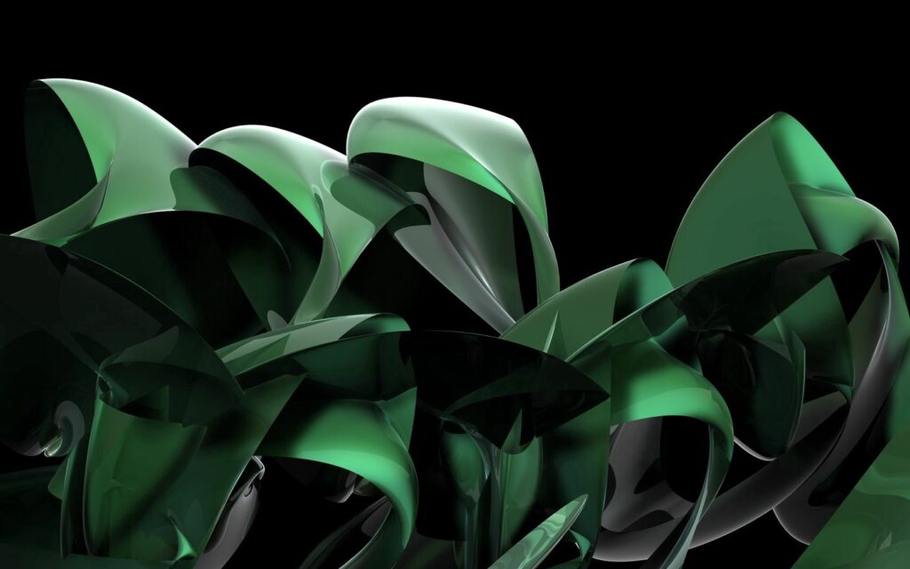 Modern Abstract Green Shapes Wallpaper on Black Background - 1680x1050