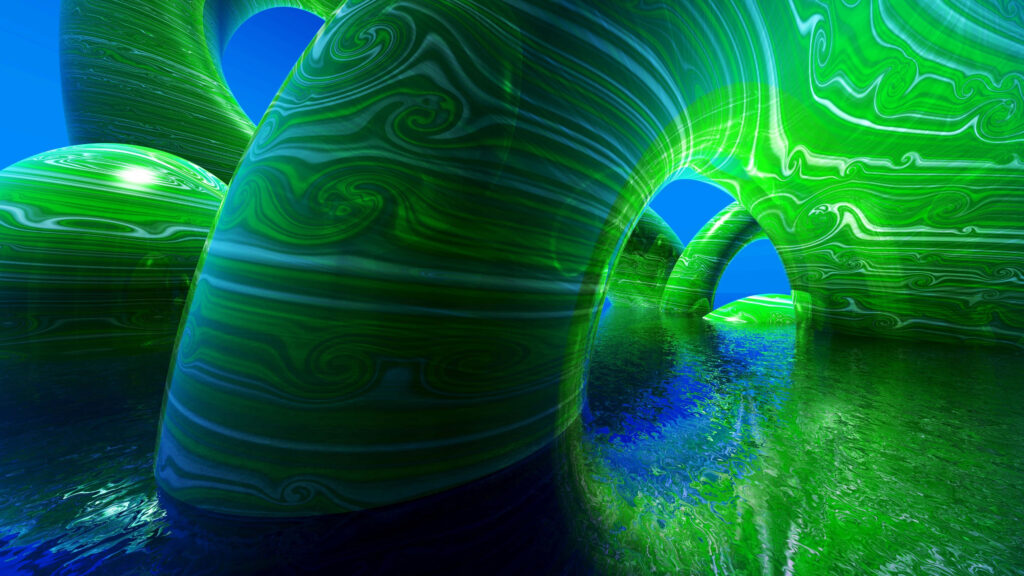 Abstract Green & Blue Marble Wallpaper | Fluid Organic Architecture