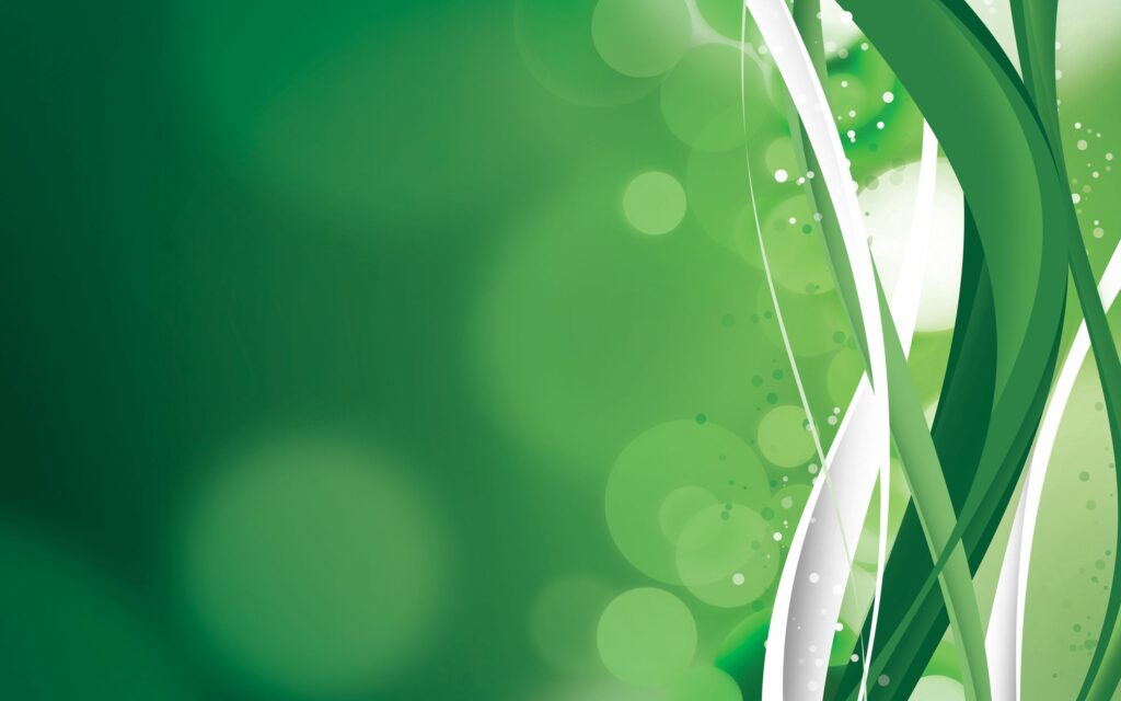 Green & White Abstract Wallpaper with Smooth Waves & Sparkle Effects