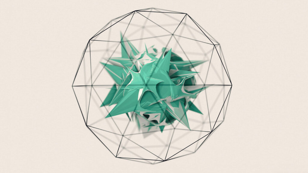 Greenish-Blue Geometric Digital Wallpaper on Beige Background