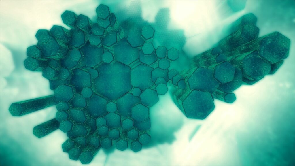 Surreal Bluish-Green Hexagonal Structures Abstract Wallpaper