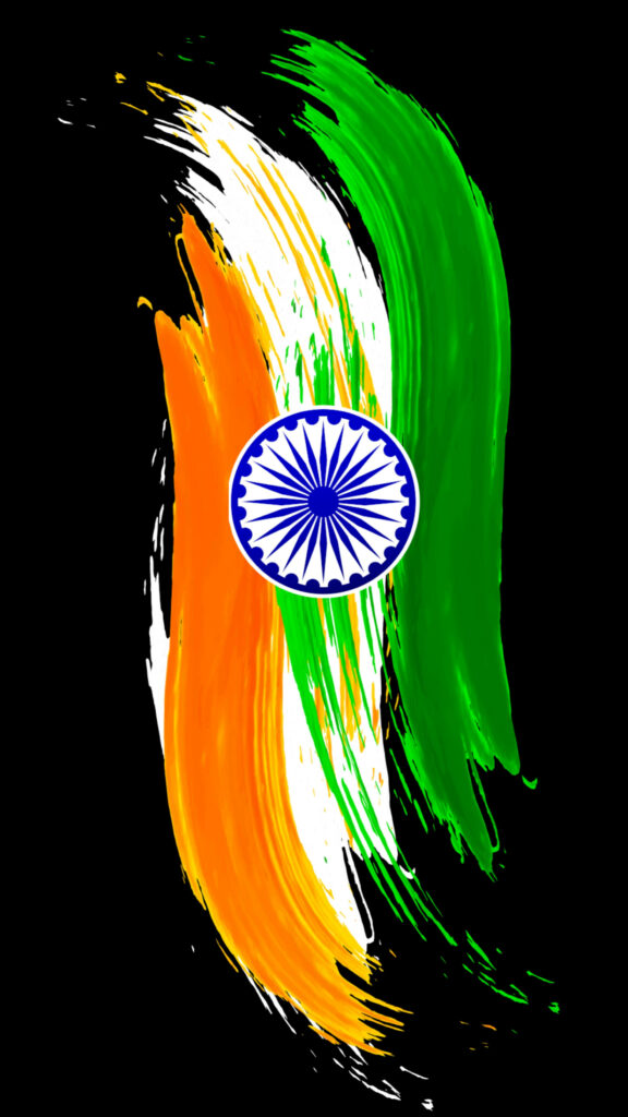 Vibrant Indian Flag Abstract Wallpaper for Mobile Background