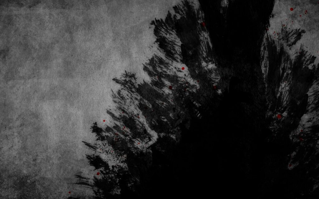 Abstract Black Ink Wallpaper with Red Splatters - Mysterious Design