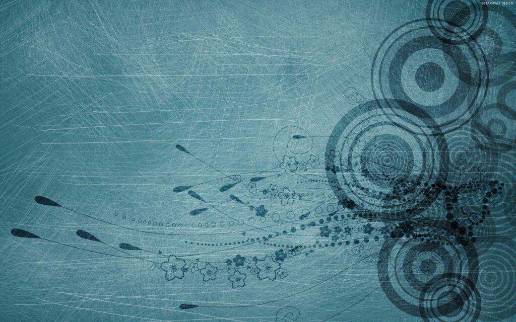 Abstract Teal Wallpaper with Interlocking Circles & Floral Patterns