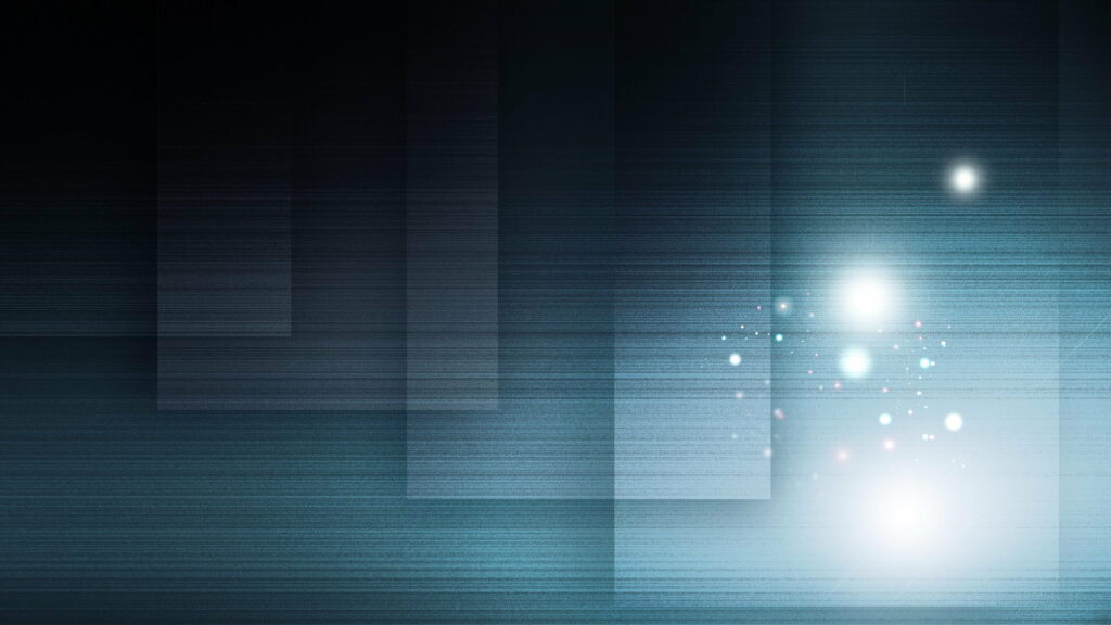 Abstract digital wallpaper in deep cool blue with geometric layers and sparkling light flares