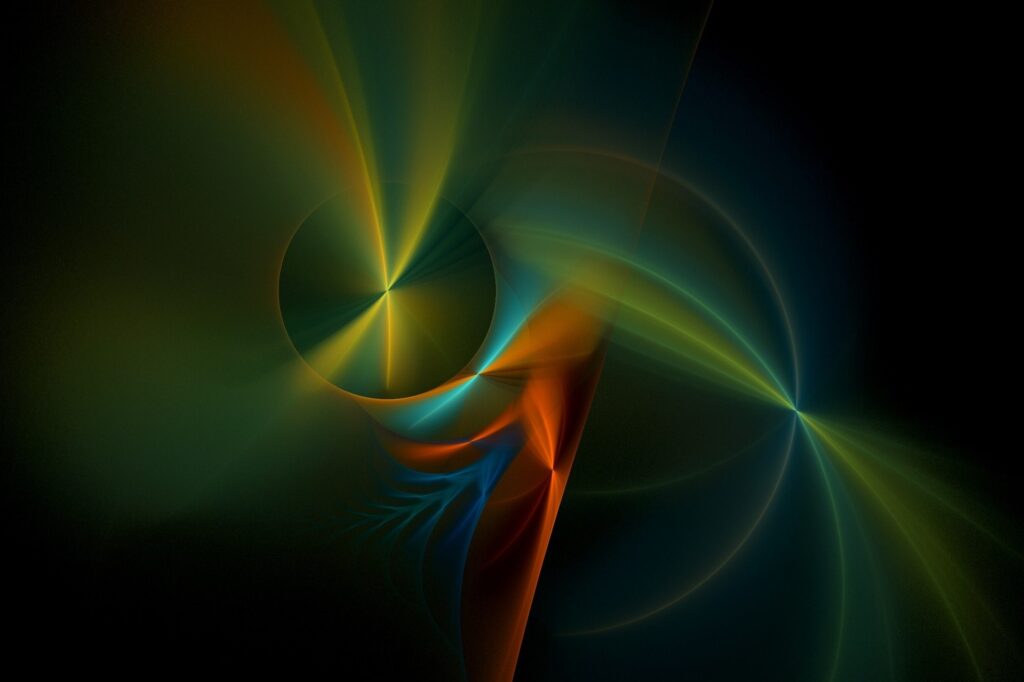 Abstract Light & Color Wallpaper: Dynamic Fluid Forms on Dark Background