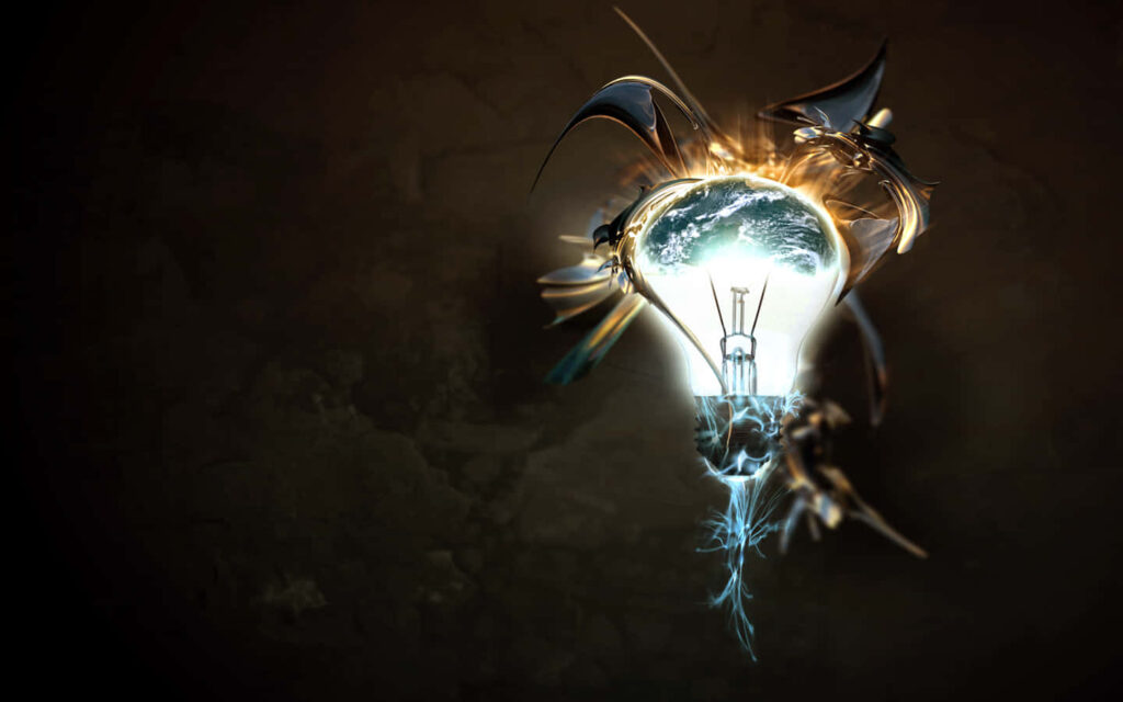 Dynamic Lightbulb Wallpaper: Artistic Glow & Energy Streaks