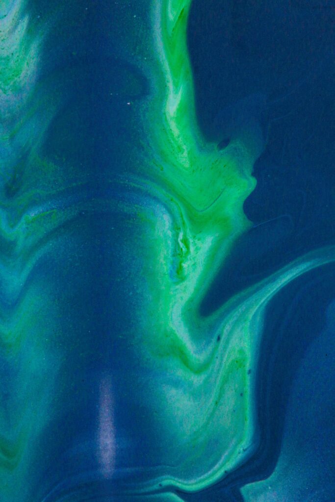 Captivating Liquid Paint Wallpaper: Rich Blue & Green Abstract Design
