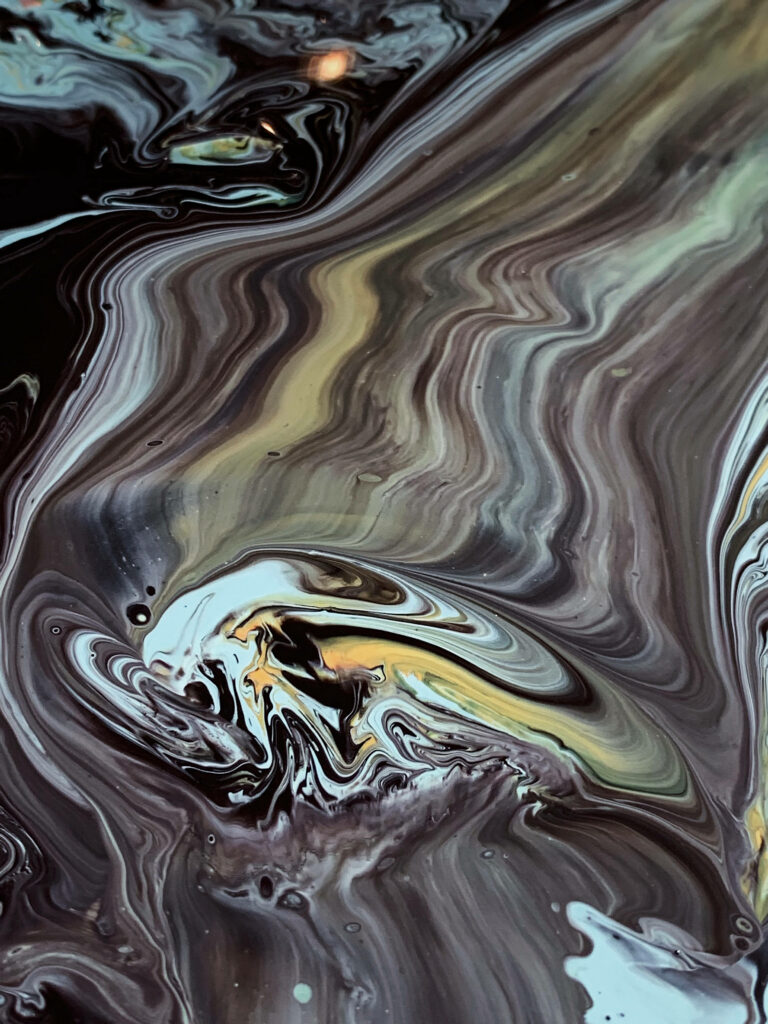 Abstract Liquid Paints Wallpaper in Muted Brown, Gray & Yellow