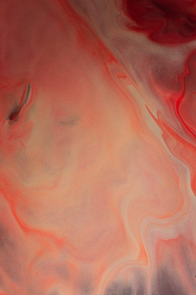 Dynamic Liquid Paint Abstract Wallpaper in Red, Orange, and Beige