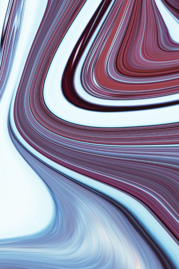 Abstract Curved Stripes Wallpaper in Red and Blue - Fluid Design Background