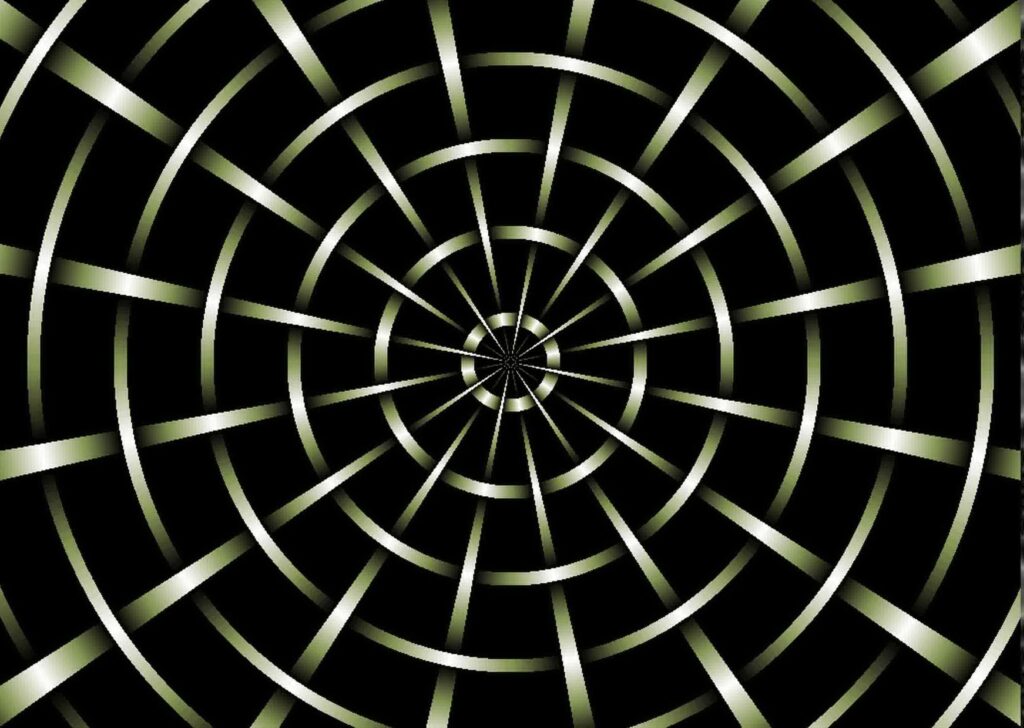 Abstract Black Wallpaper: Tunnel-like Concentric Rings Design