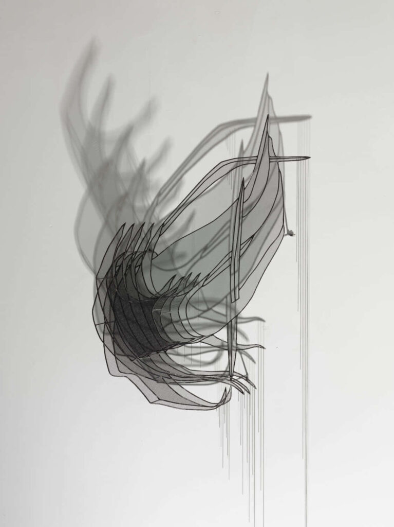 Intriguing Metal Wall Installation with Geometric Shadows - Modern Wallpaper