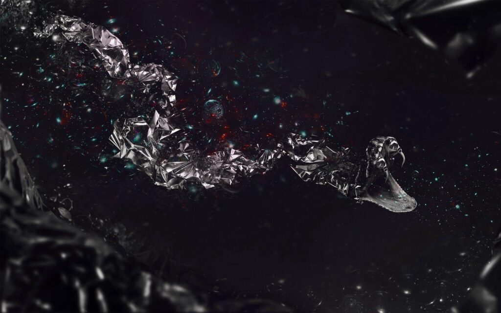 Dramatic Metallic Explosion Wallpaper with Serpentine Form
