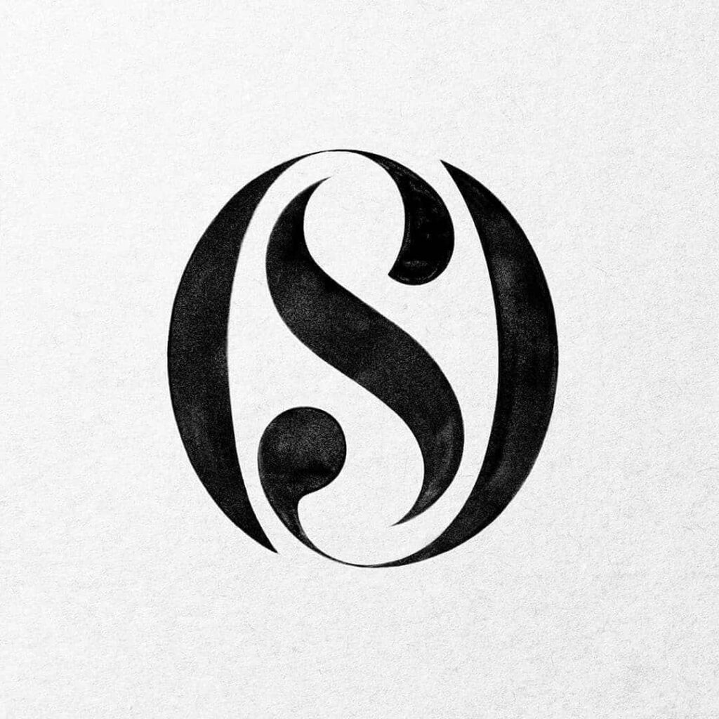 Minimalist Black Circular Logo on White Textured Background Wallpaper