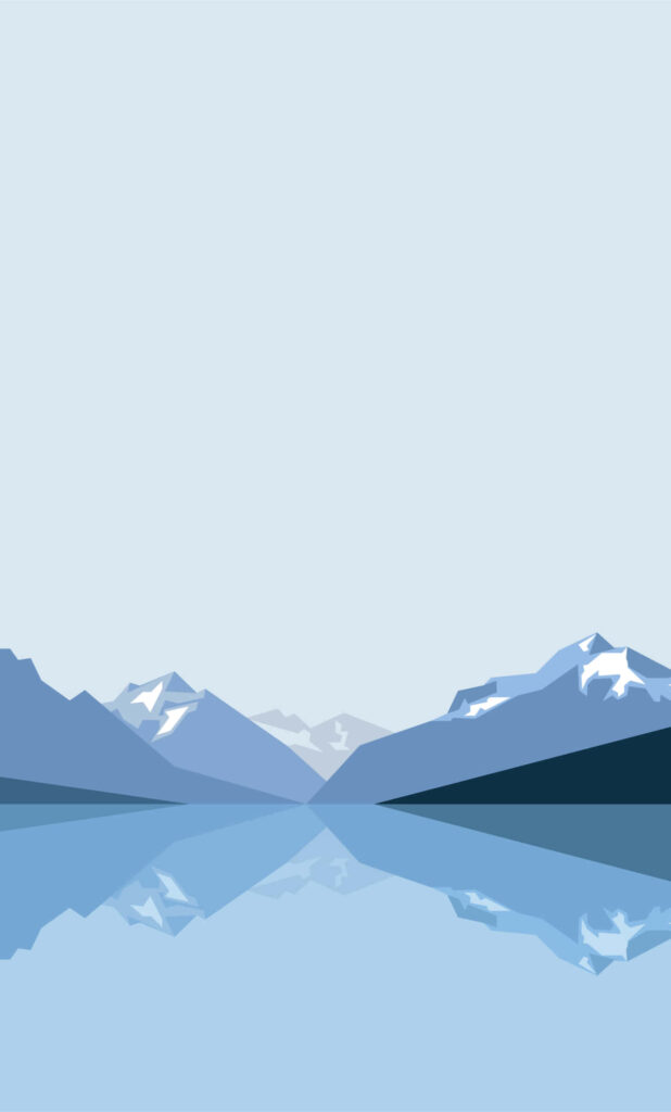 Tranquil Blue Mountain Reflection Wallpaper - Minimalist Design