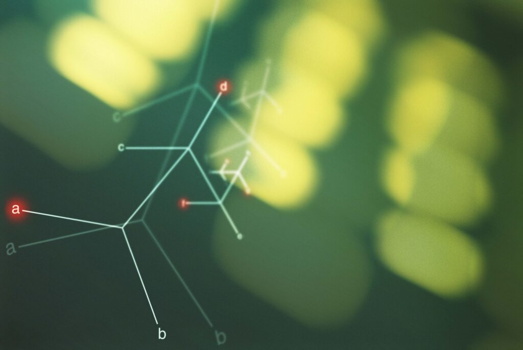 Abstract Molecular Connections Wallpaper in Green and Yellow Background
